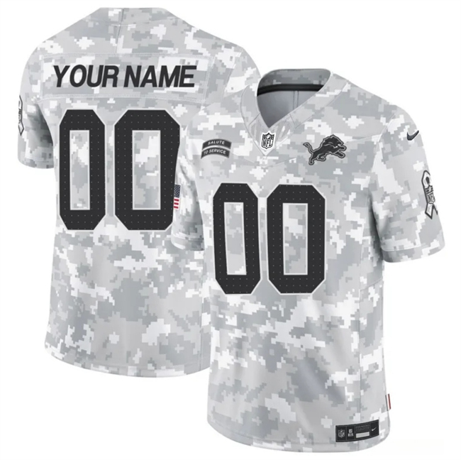 Men's Detroit Lions Active Player Custom 2024 F.U.S.E Arctic Camo Salute to Service Limited Football Stitched Jersey